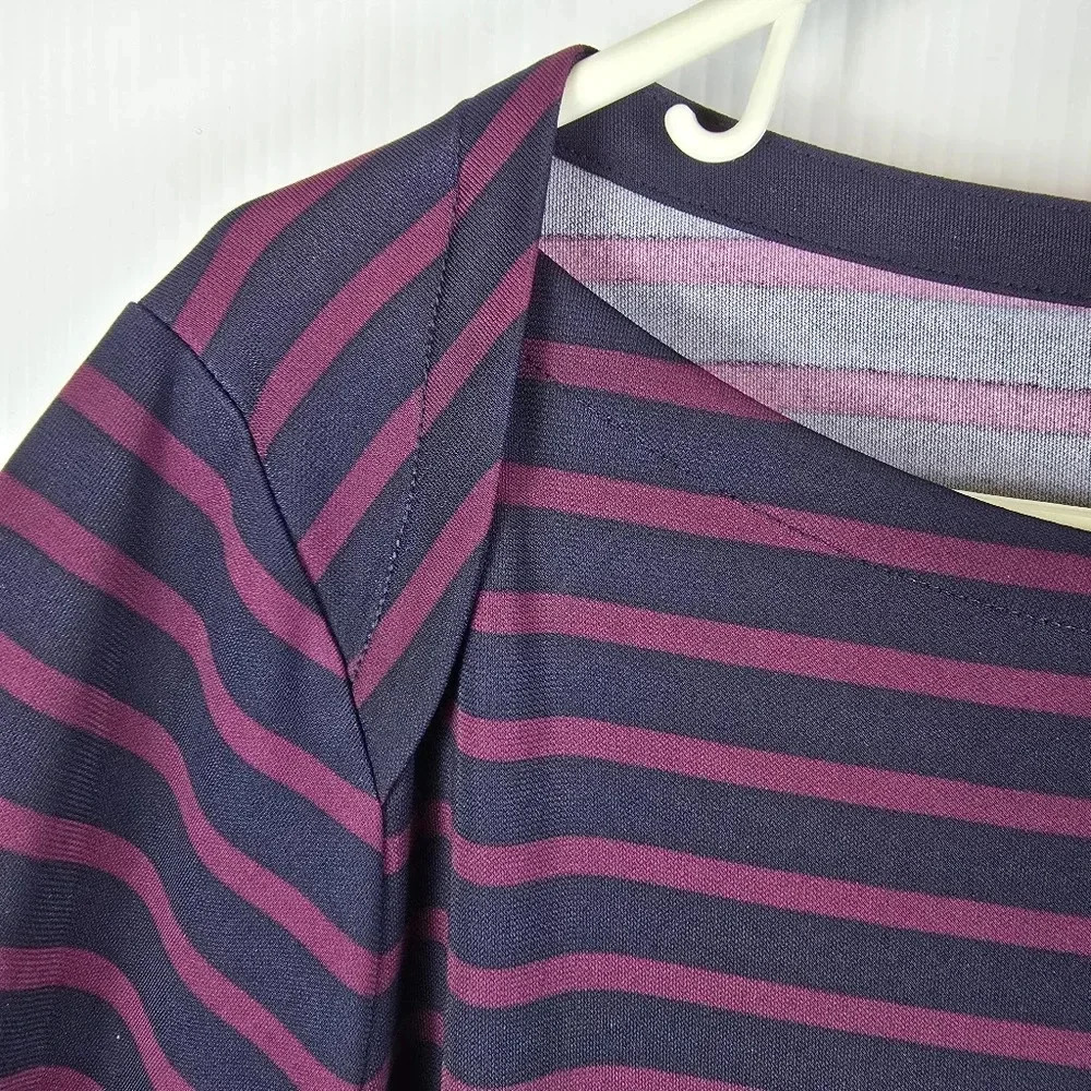 NWOT Talbots Navy And Burgundy Striped Stretchy 3/4 Sleeve Tunic Casual Size 2XP - Picture 3 of 8